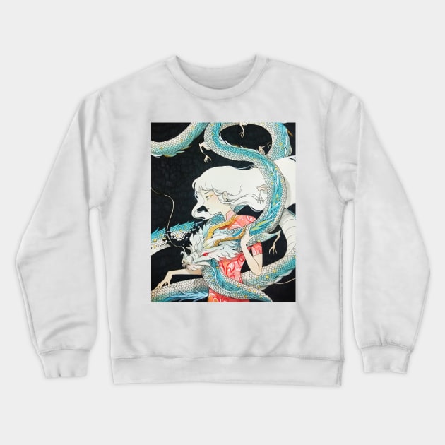 Dragon and Girl Crewneck Sweatshirt by yunzhen_ho